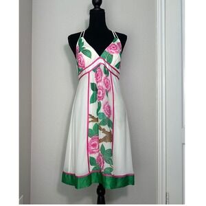 Sue Wong‎ Y2K Silk Cherry Blossom Halter Dress Size 6 Luxury Fairycore Ethereal